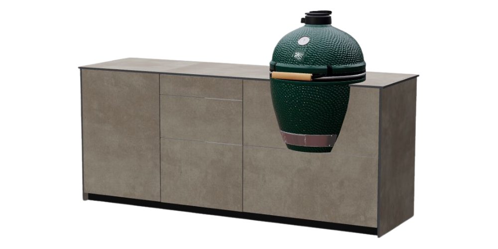 Outdoorküche Raubling: Zeile mit Kamado-/Keramikgrill im OUT4KITCHEN 3D-Konfigurator von Chiemsee Öfen
