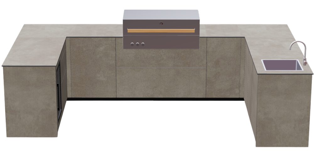 Outdoorküche Raubling: U-Form mit Premium-Gasgrill von Flammkraft im OUT4KITCHEN 3D-Konfigurator von Chiemsee Öfen